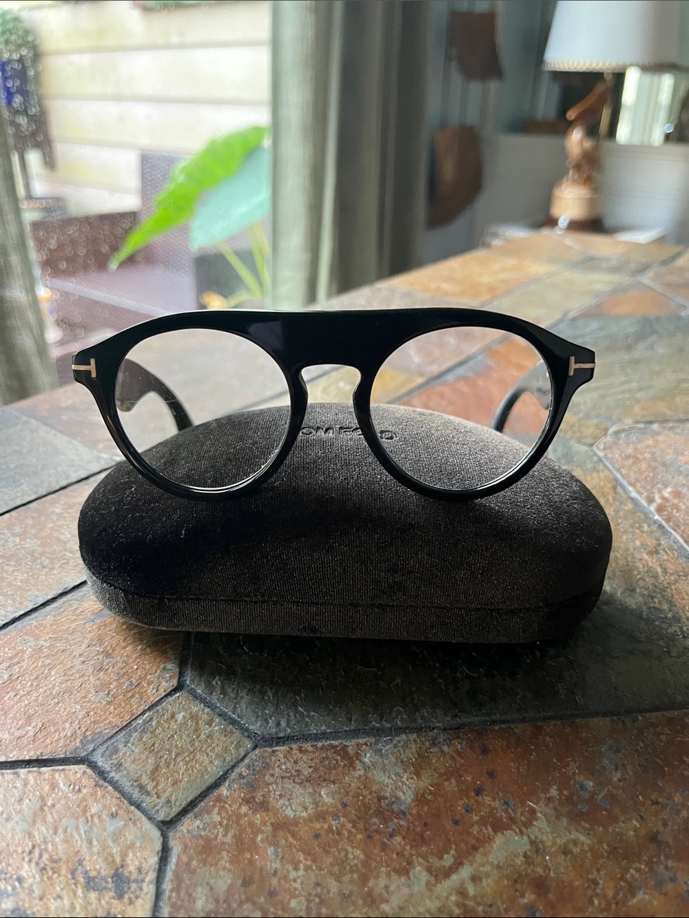 Tom Ford Black Round-Bridge Optical Frames